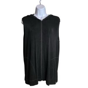 Chico’s Travelers Women’s Black Liquid Knit Hooded Top Size 2 Large Packable